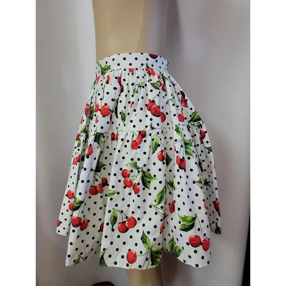 Dolce & Gabbana Polka-Dot Cherries Collegiate Tiered Size 9/10 Ladies Skirt #11 - Picture 9 of 16